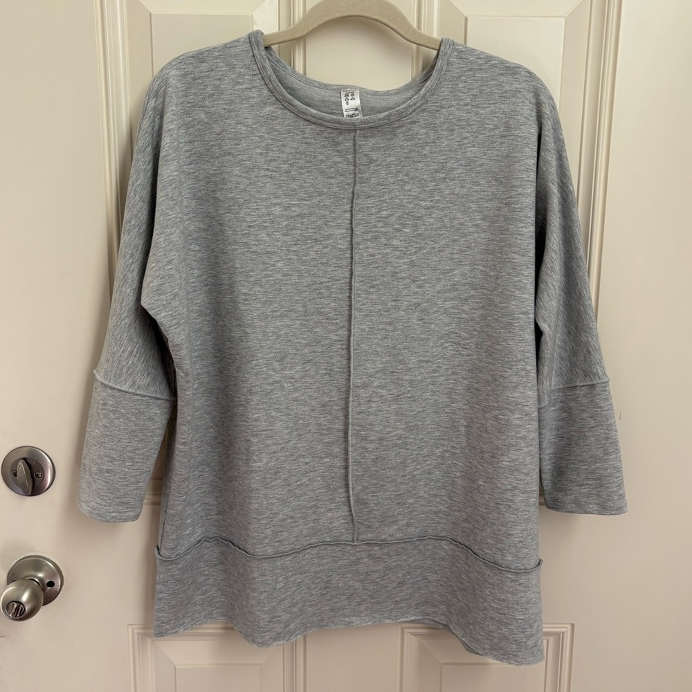 SPANX Light Gray Seam-Front Crewneck Sweater